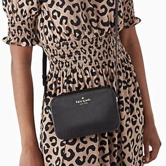 Kate Spade Mini Staci Camera Saffiano Leather Crossbody Bag Black Purse - Picture 3 of 7